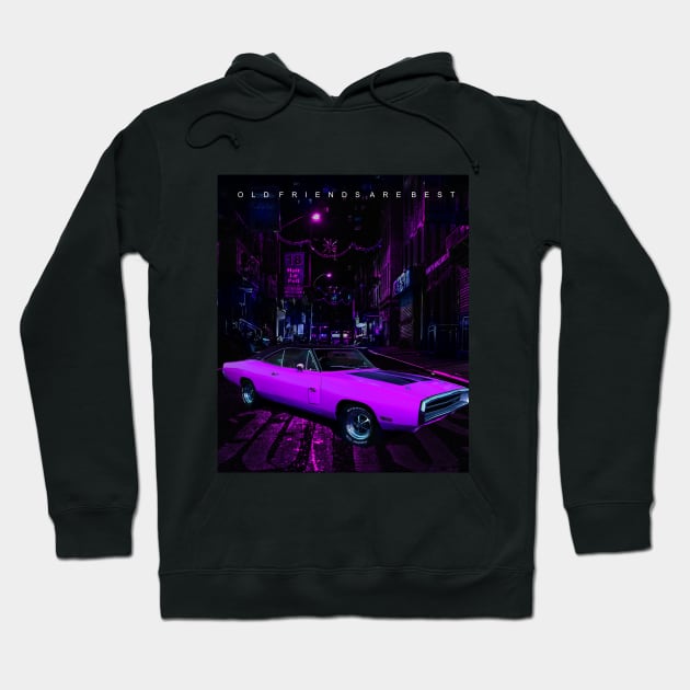 Classic Car in The Purple City Hoodie by Alkahfsmart